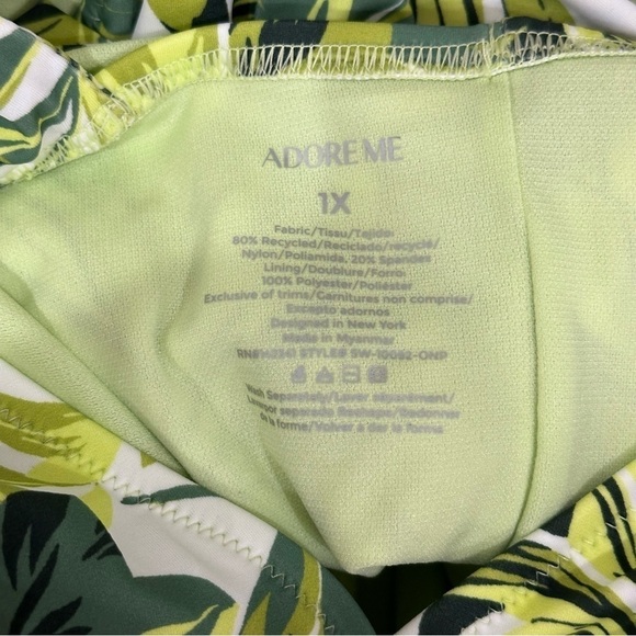 Adore Me Monroe One Piece Swimsuit Green Floral Deep V - Picture 6 of 6